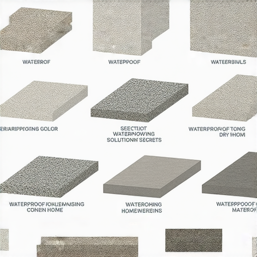 防水材料展示及施工技巧圖示，教您如何選擇適合的防水材料，確保家居持久乾爽，防水秘訣大公開，適合家庭裝修的有效解決方案。