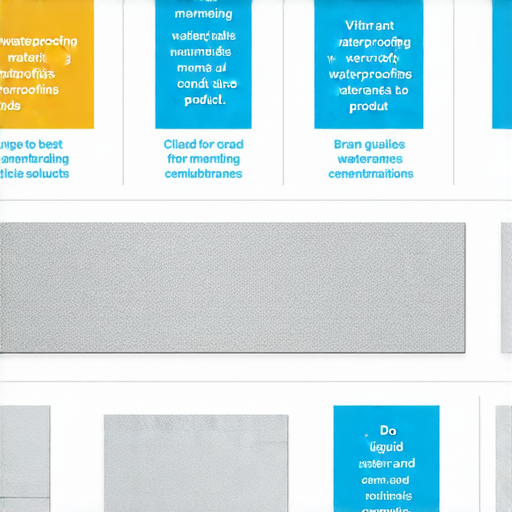 全面解析防水工程與材料選擇的圖片，展示各種防水材料與工具，附有價格及品牌推薦，適合家居與建築需求，確保最佳防水效果及耐用性。