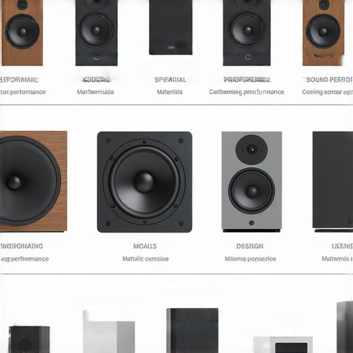 音響箱選購指南的插圖，展示各型號音響箱與其特點，幫助用戶打造理想音樂聆聽體驗，解說音響性能、材質和設計的重要性。