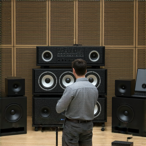 揭開音響箱的秘密，專業音響設備展示，技術人員調整音響，幫助客戶找到完美音質，營造舒適音樂環境，探索頂級音響方案，提升音質體驗，音響專業服務。