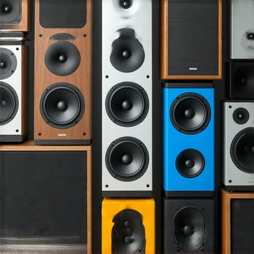 音響箱展示，強調不同類型和設計，背景顯示音響設備，適合音樂欣賞的環境，提供選擇合適音響箱提升音質享受的最佳指南，適合音樂愛好者的參考資料。