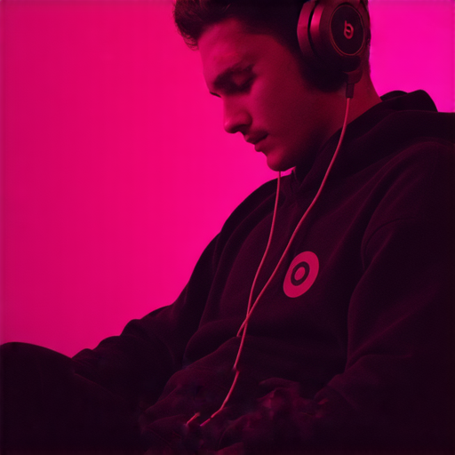 音樂愛好者必須擁有Beats耳機，享受專業音質與獨家服務，圖片展示耳機設計、品牌標誌及其使用者，突出耳機的音質優勢和時尚感。