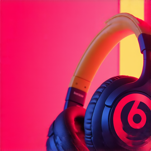 探索無與倫比的音質，Beats耳機展示在時尚背景中，耳機細節鮮明，吸引人注目，讓你沉浸在音樂的世界，感受高品質音樂體驗。