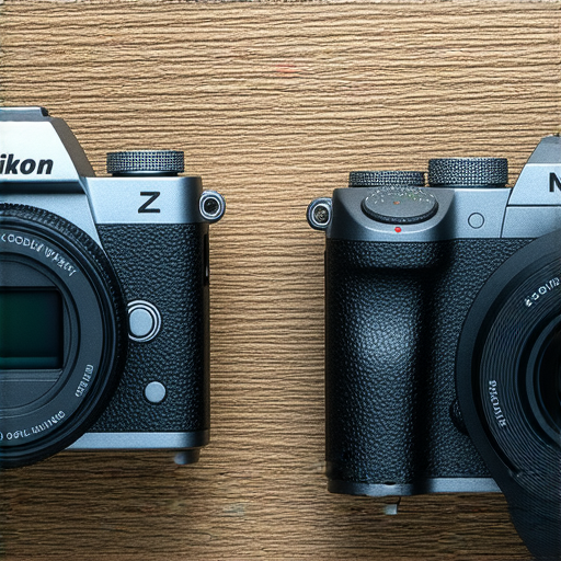 尼康Z fc相機與Coolpix W300並排展示，突顯其經典設計與先進功能，包括復古外觀、超強防水性能及出色的拍攝效果，完美適合攝影愛好者探險與創作。