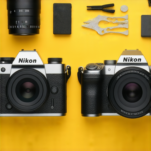 尼康Z FC與W300相機並排擺放，展示其復古設計及現代科技，背景為攝影相關的工具和環境，強調探索攝影新世界的獨特魅力與功能。