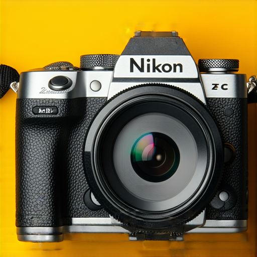 Nikon Z FC相機展示，復古設計與現代科技結合，適合攝影師使用，強調其優雅外觀和多功能性能，背景為攝影風景，突顯Nikon Z系列的魅力。