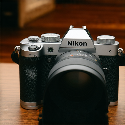 尼康Z fc相機特寫，展示其復古設計與現代科技結合，適合攝影愛好者的夢想選擇，周圍環繞著專業攝影配件，突顯專業服務的魅力。