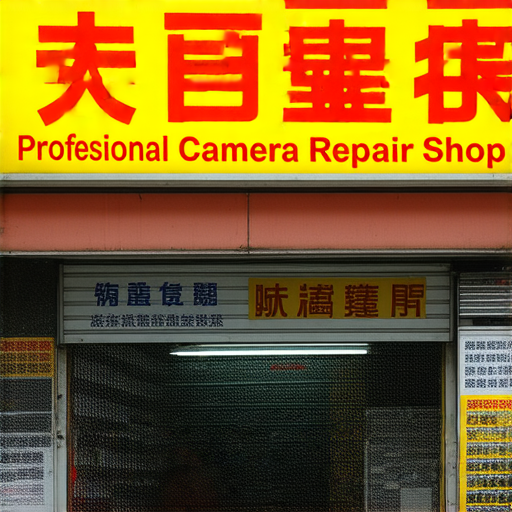 深水埗到旺角的相機維修店外觀，展示專業相機維修服務，顧客進出頻繁，維修工具和設備整齊陳列，吸引熱愛攝影的朋友前來發掘。