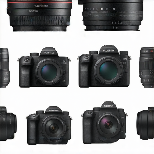 2024年Fujifilm相機推薦與鏡頭比較指南插圖，展示多款Fujifilm相機與鏡頭，強調其性能特點和優勢，助你選擇最適合的攝影設備。