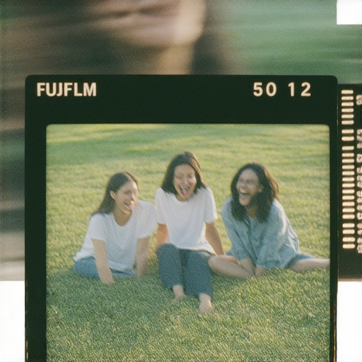 即影即有相機展示在戶外，捕捉友人歡笑的快樂瞬間，鮮豔的色彩與細緻的畫面，展現Fujifilm的創意無限可能，讓生活的美好即刻定格。