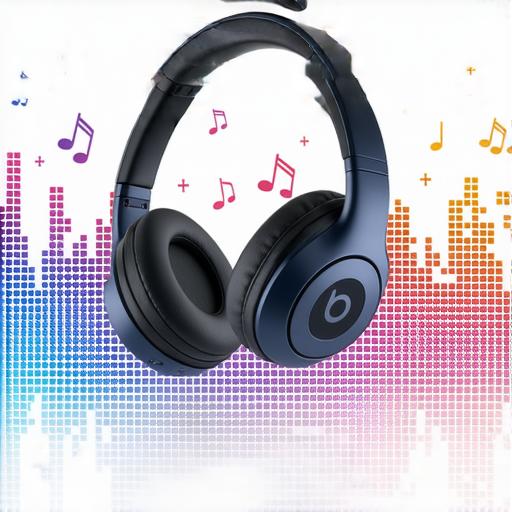 Beats耳機展示優雅設計，強調無與倫比的音質，背景中有音樂元素，突顯音樂革命的氛圍，吸引愛好音樂的使用者探索其隱藏魅力。
