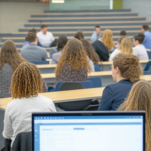 提升商業英語能力的專業商務英語課程圖片，展示學生在學習環境中專注學習，背景是現代化的教室設施，強調商業英語的重要性和實用性，助力職場發展。