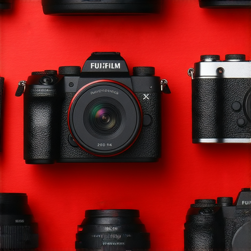 全方位探索Fujifilm相機鏡頭與即棄相機推薦2024年選擇的文章封面，展示多款Fujifilm相機與鏡頭，強調其性能與設計，吸引攝影愛好者了解最新攝影器材選擇。