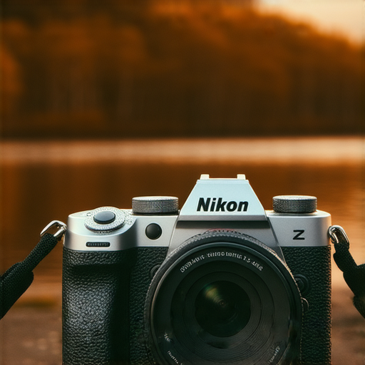 Nikon Z FC相機展示，強調復古設計及現代性能，背景為自然風光，突顯攝影魅力以及Nikon Z系列的專業特性，激發攝影愛好者的創意。