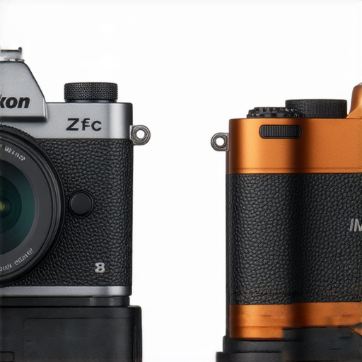 尼康 Z fc 相機與 W300 相機並排展示，突顯其設計與性能，專業攝影服務助你捕捉精彩瞬間，探索無限拍攝可能性。