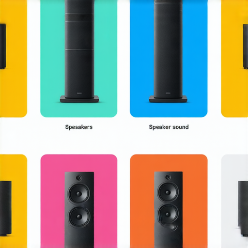 探索音響箱音效魅力與選購指南圖示，展示各種音響箱型號及其音效特點，包含設計、尺寸與顏色，幫助消費者選擇適合的音響設備，提升音樂體驗。