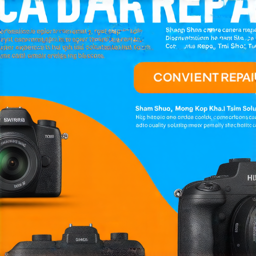 專業相機維修服務廣告，展示香港深水埗、旺角及尖沙咀的優惠資訊，強調便捷的維修選擇和高品質服務，吸引相機使用者了解及選擇合適的維修方案。