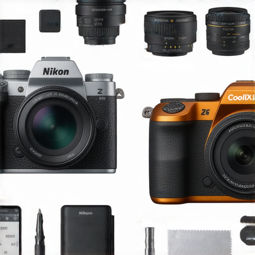 Nikon Z fc與Coolpix W300相機並排展示，背景為攝影相關道具，展現其獨特設計與功能，吸引攝影愛好者探索專業技巧與服務。