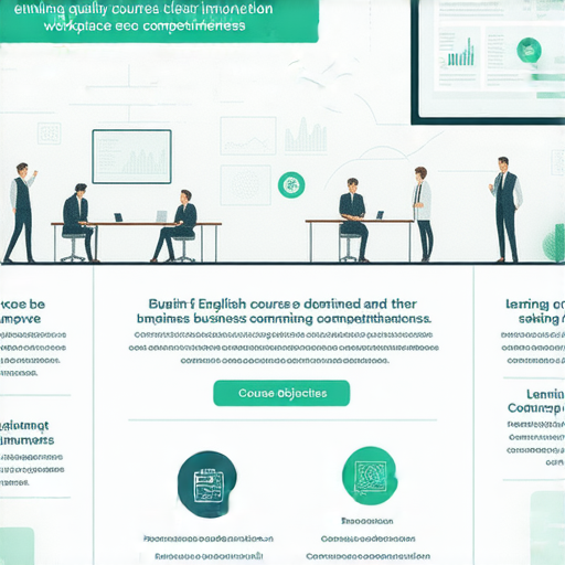 提升職場競爭力的商業英語課程與商務英語課程解析的圖片，展示課程內容、學習目標及受益者，強調職場英語能力提升及實用技巧，適合希望增強商業溝通能力的職場人士。