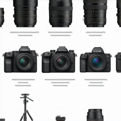 全面探索Fujifilm相機及配件的圖片，呈現各型號Fujifilm相機、鏡頭、三腳架和其他攝影配件，展示其多樣選擇與推薦指南的資源，幫助攝影愛好者做出明智選擇。