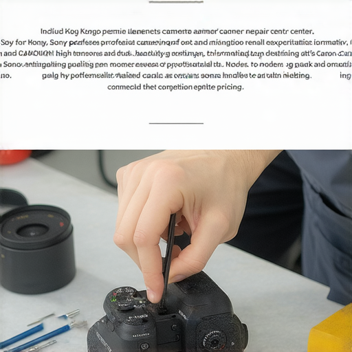 香港最佳相機維修中心專業服務圖片，展示SONY與CANON相機維修過程，優質維修技術及優惠價錢，吸引顧客了解更多相機維修選擇。
