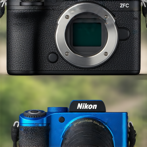 Nikon Z FC相機與Coolpix W300防水相機並排展示，突顯其設計與功能特色，適合熱愛攝影的用戶，探索各種拍攝場景的利器。