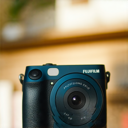 即影即有Fujifilm相機展示，捕捉每個瞬間的完美畫面，旁邊有專業服務介紹，強調高效能和創意攝影的結合。