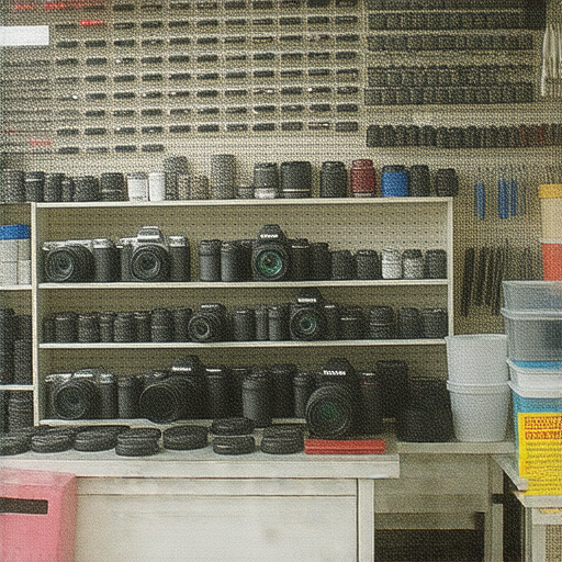 深水埗與旺角的相機維修專家在店內展示各式維修工具，吸引顧客關注超優惠價錢的服務，為攝影愛好者提供專業維修方案，讓您的相機恢復最佳性能。