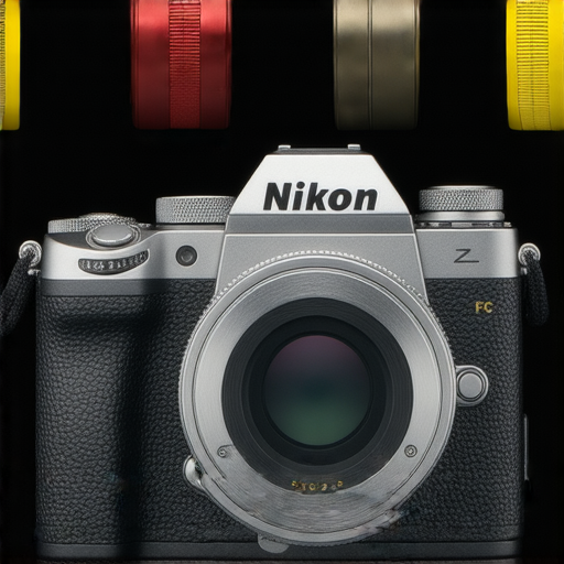 尼康Z FC相機展示，融合經典設計與現代科技，搭配專業服務，色彩明亮，展現卓越性能，適合攝影愛好者使用的專業設備。