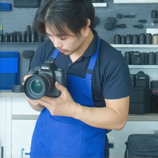 深水埗至旺角的專業相機維修服務，技師正在檢查相機，展示相機保養秘訣，幫助攝影愛好者隨時解決問題。