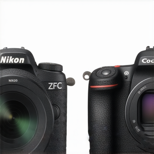 Nikon ZFC與Coolpix W300並排擺放，展示其獨特設計與功能，讓攝影愛好者探索專業攝影服務的魅力，背景為攝影道具，突顯攝影器材的專業性。