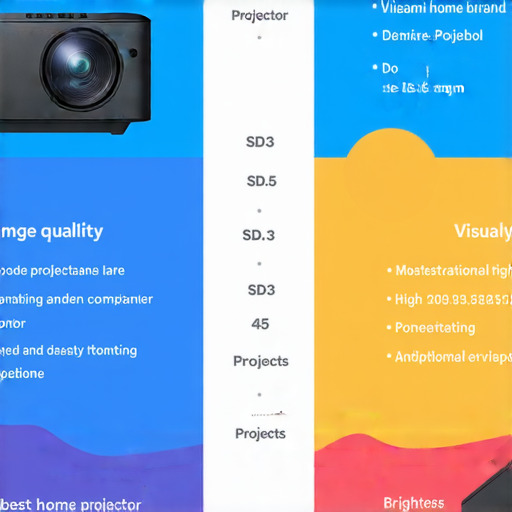 2023年必看家用投影機推薦圖示，展示小米投影機與其他品牌對比，強調影像質量、亮度及便攜性，幫助消費者選擇最適合的家用投影機。