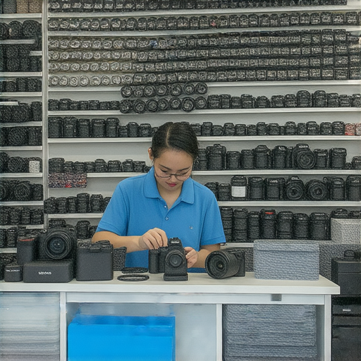深水埗與旺角相機維修店內景，專業技師正在為數碼相機進行維修，展示各種維修工具與設備，讓你的數碼相機重獲新生，提升攝影體驗。