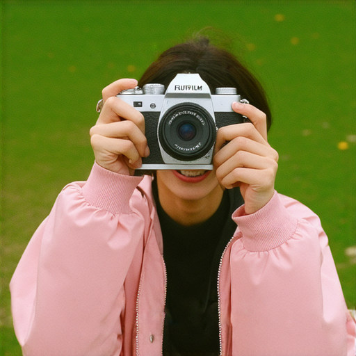 發掘即影即有的魅力，輕鬆上手Fujifilm相機，拍攝夢幻瞬間的全新體驗，展示攝影作品與使用者的愉悅表情，背景為美麗自然風景。