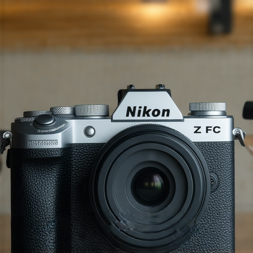 Nikon Z FC 攝影機展示，突顯其復古設計與現代科技，象徵視覺革命，吸引攝影愛好者探索其專業服務，體驗打破界限的攝影樂趣。