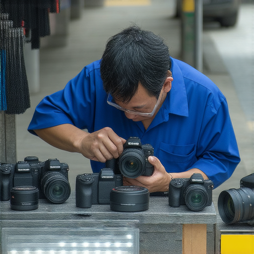 相機故障維修服務的專業技師在深水埗與旺角進行數碼相機檢修，展現精湛技術，讓相機重新煥發光彩。