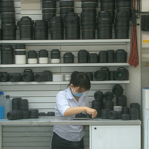 深水埗和旺角的數碼相機維修店，展示專業團隊的服務，幫助客戶重拾拍攝樂趣，照片中可見維修工具和專業技術人員，專注處理故障相機。