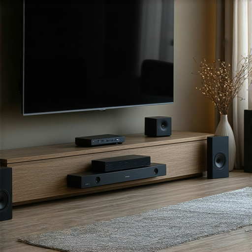 精選音響箱提升家庭影音體驗的最佳選擇，展示高品質音響箱設置在現代居家環境，強調其優雅設計與音效效果，適合影音愛好者。