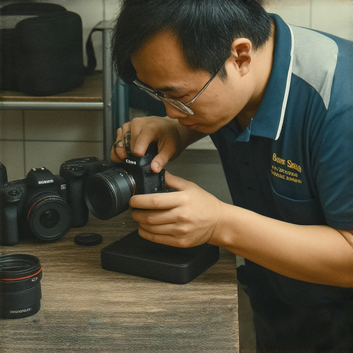 深水埗旺角相機維修專業服務圖片，展示技術人員專注修理相機，提供高品質維修解決方案，讓你的相機煥然一新，提升拍攝體驗。