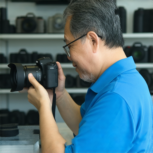 深水埗與旺角相機維修專業服務場景，顧客放心交付相機維修，技師專注檢查設備，呈現高效服務，幫助攝影愛好者重拾拍攝樂趣。