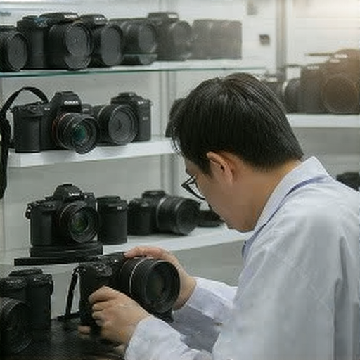 深水埗相機維修中心的專業技術人員正在維修SONY和CANON相機，提供高品質服務，確保您的相機恢復如新，讓每位攝影愛好者都能重拾拍攝樂趣。