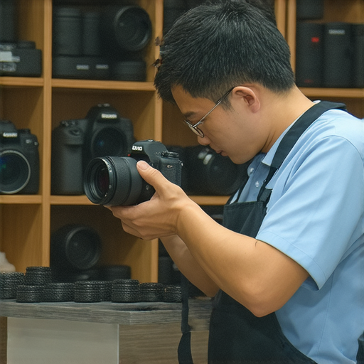 發現深水埗與旺角的相機維修服務，專業技師正在檢查相機，提供高品質維修秘訣，讓你的相機恢復最佳狀態，探索專業服務的選擇。