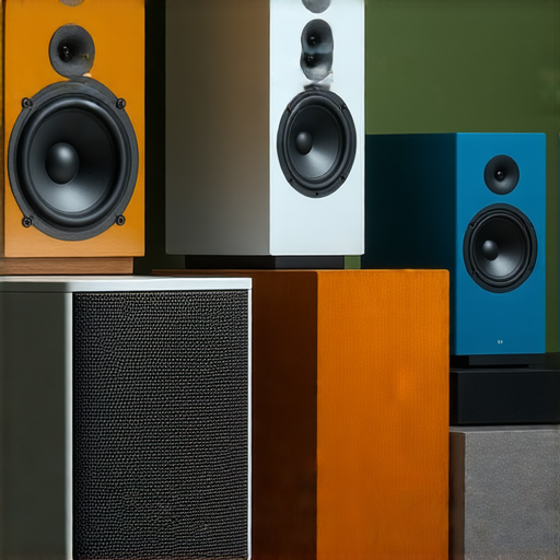 選擇合適的音響箱提升音樂享受體驗的圖片，展示各種音響箱設計及其在家庭或音樂環境中的應用，強調音質與功能的多樣性。