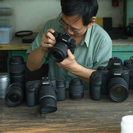 專業相機維修服務展示，涵蓋深水埗和旺角地區，現場維修工程師檢查相機設備，提供各類維修方案，帶領您探索相機修復之旅，讓專家為您的相機恢復最佳狀態。
