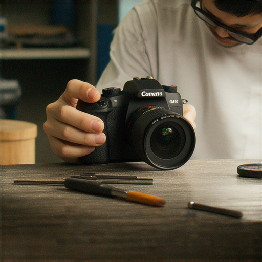 探索深水埗與旺角的高品質相機維修專業服務，圖片展示技師專注修理相機的畫面，提供專業服務和可靠的維修選擇。