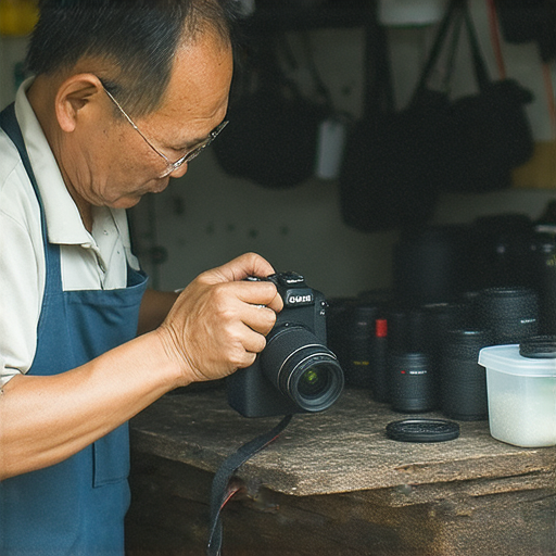 深水埗與旺角的相機維修專業技師正在維修數碼相機，展示工具和維修過程，幫助用戶發現相機維修秘訣，提升對數碼相機維護的重視。