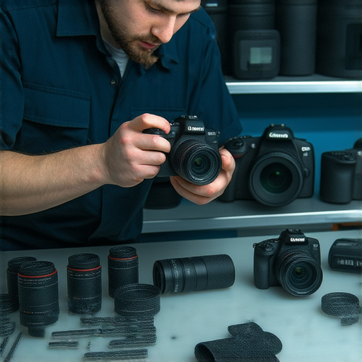 深水埗相機維修店專業技術人員正在檢查數碼相機，提供特惠服務，讓您的相機重獲新生，提升拍攝品質，滿足攝影愛好者需求。