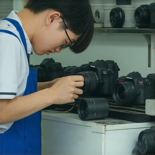 深水埗相機維修專家的專業技術人員正在檢查相機，提供維修秘訣及優惠服務，幫助客戶讓相機重生，恢復最佳拍攝效果。