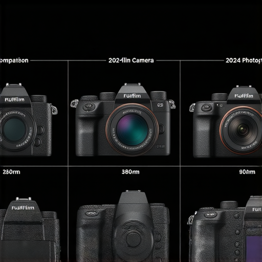 2024年Fujifilm相機大比拼圖，展示多款相機產品，強調其特色與性能，幫助攝影愛好者探索最佳選擇，提升攝影經驗，包含最新模型和功能對比。