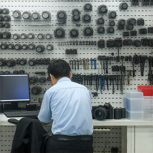 專業相機維修服務深水埗與旺角全攻略，展示維修店鋪內部環境和專業工具，客戶與技師互動的場景，提供高品質相機維修實例。